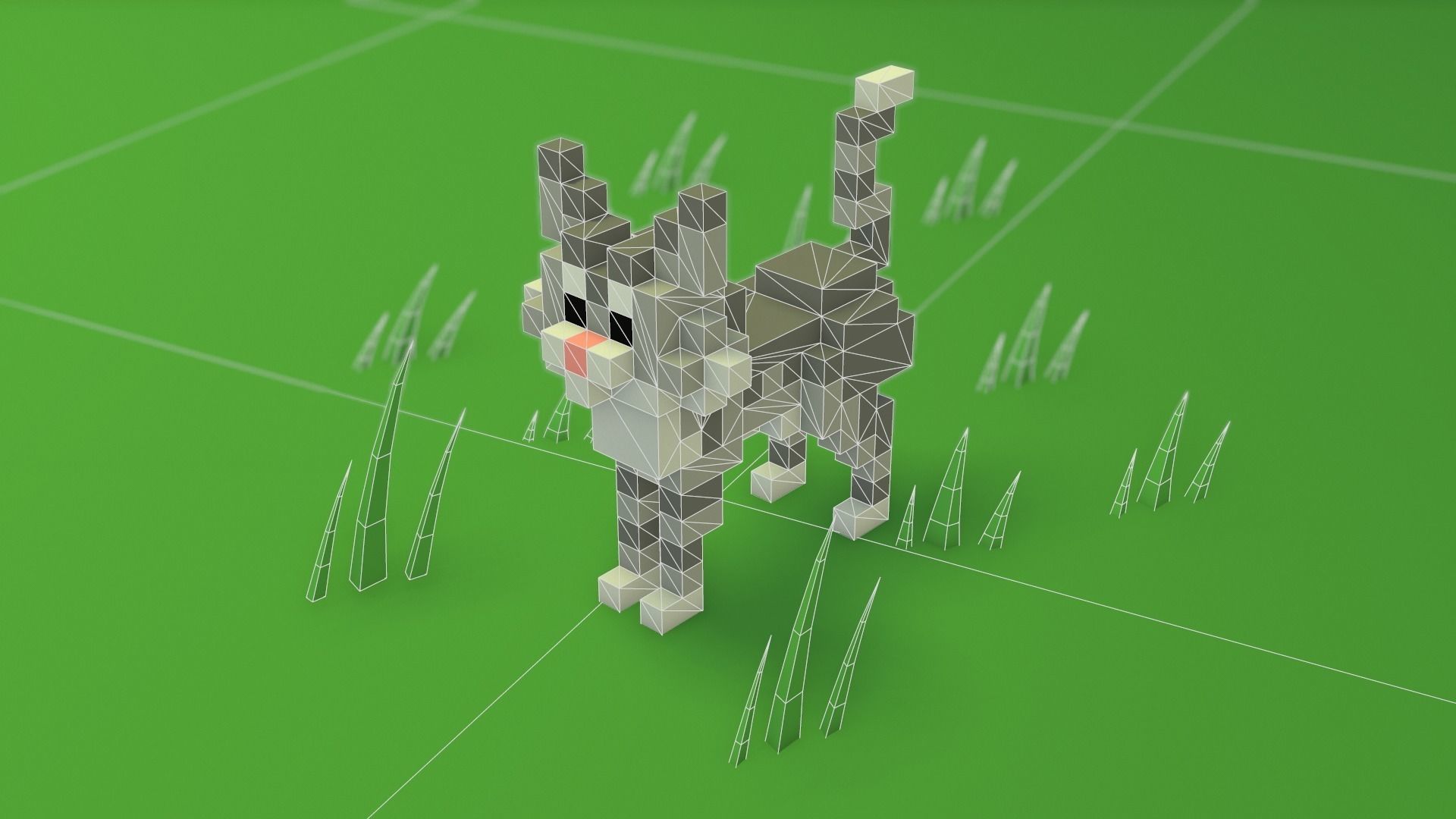 Voxel Cartoon Cat game ready Low-poly 3D model_1