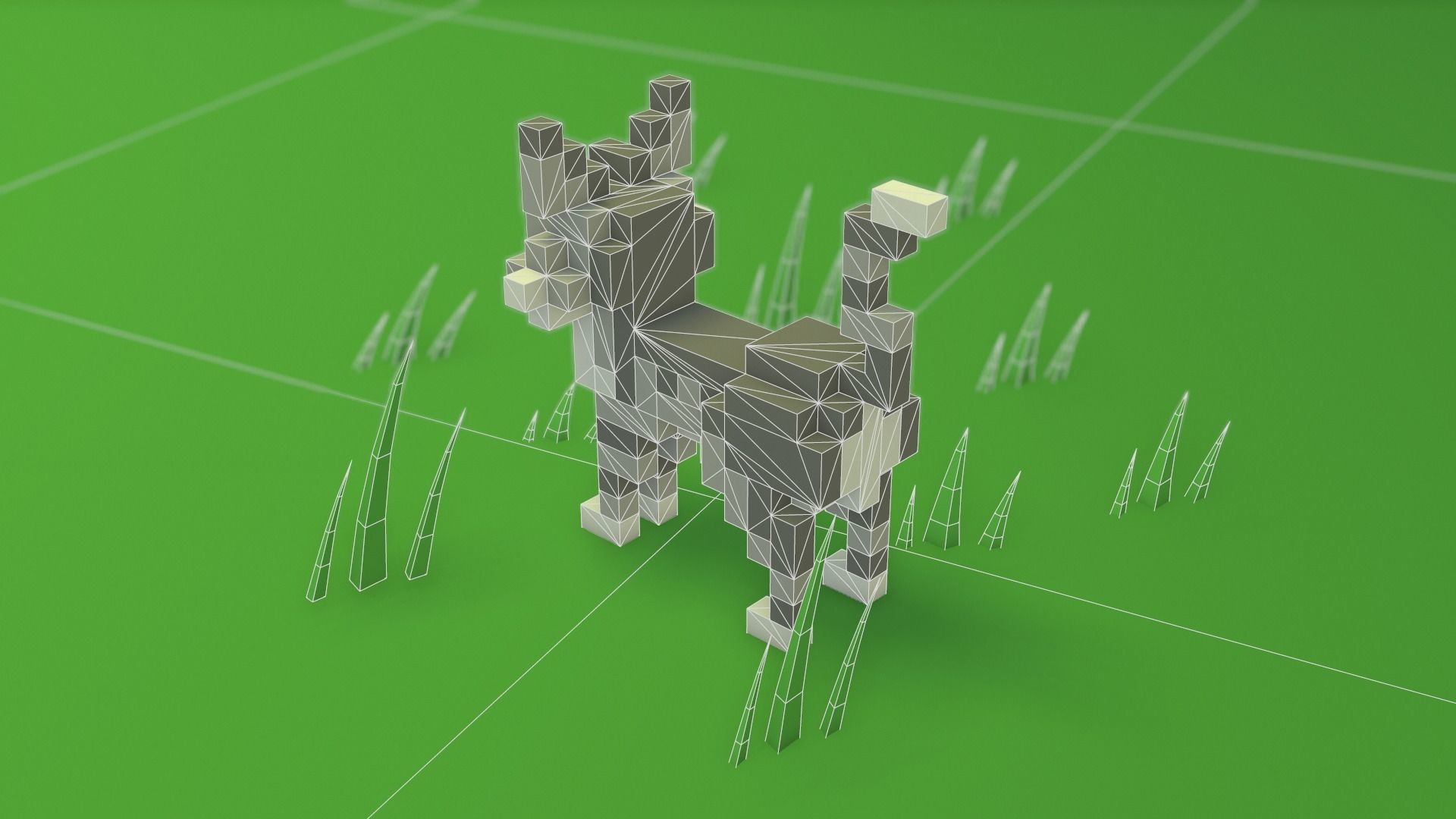 Voxel Cartoon Cat game ready Low-poly 3D model_3