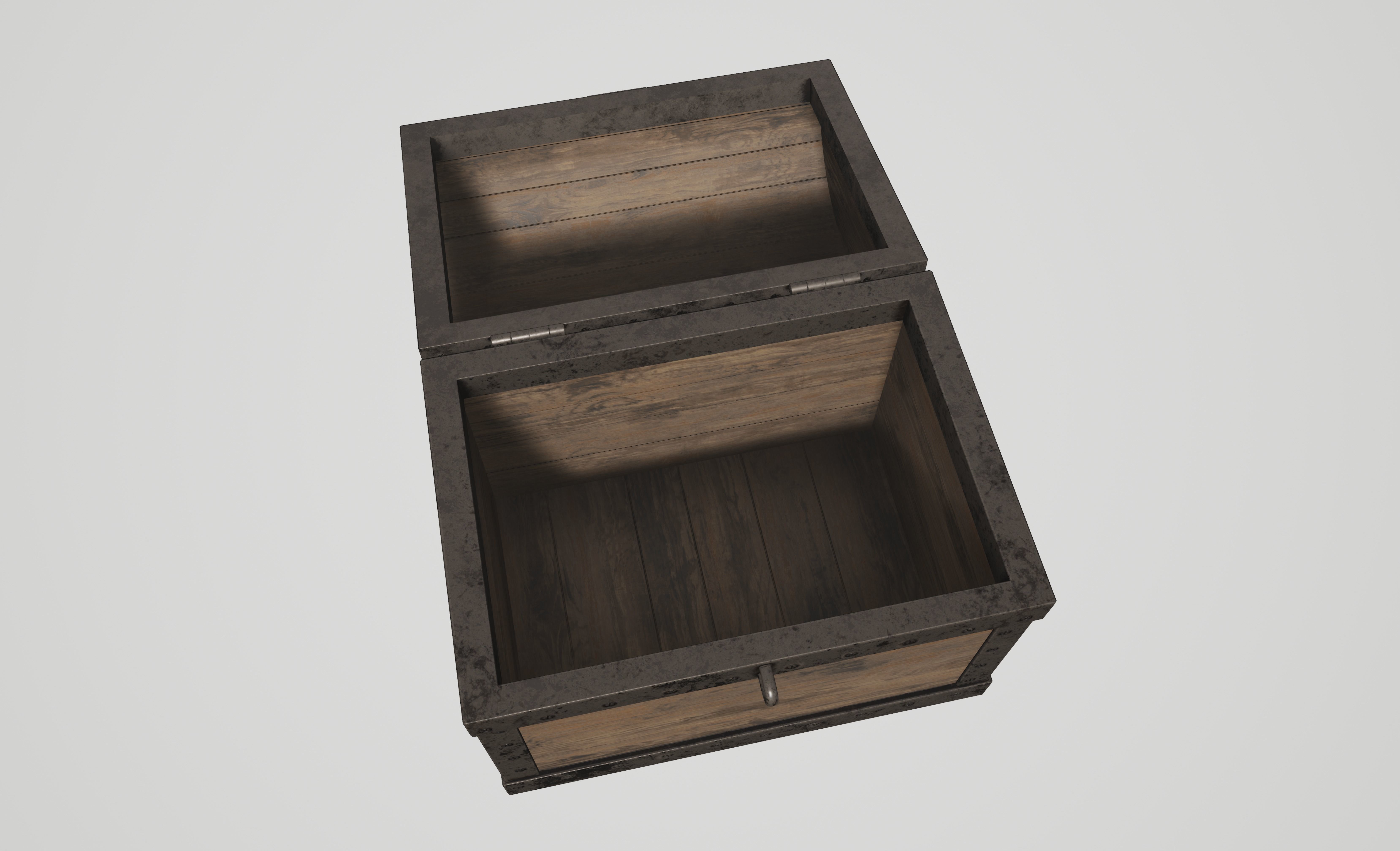 Wooden Chest with Metallic Edges Low-poly 3D model_7
