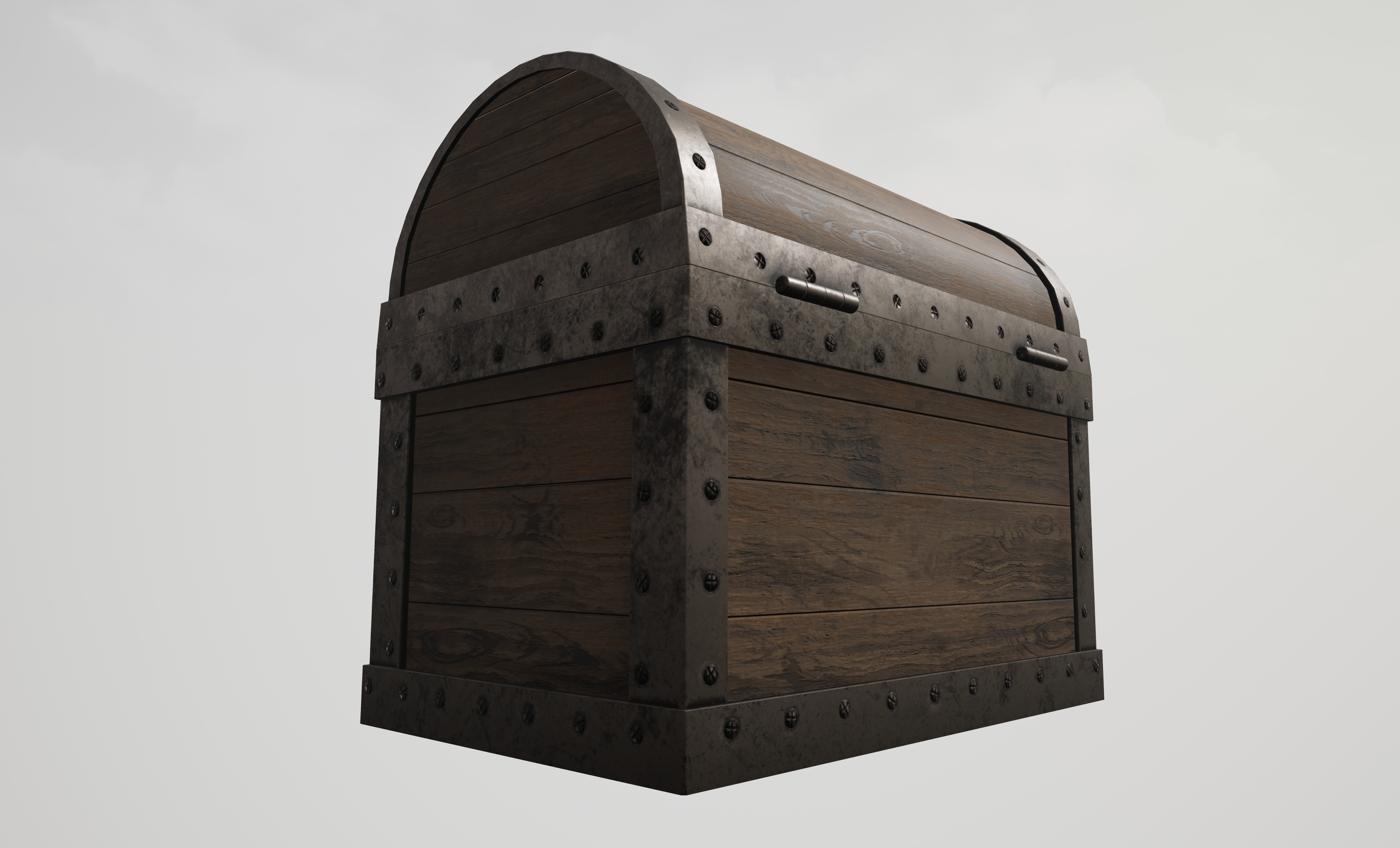 Wooden Chest with Metallic Edges Low-poly 3D model_3