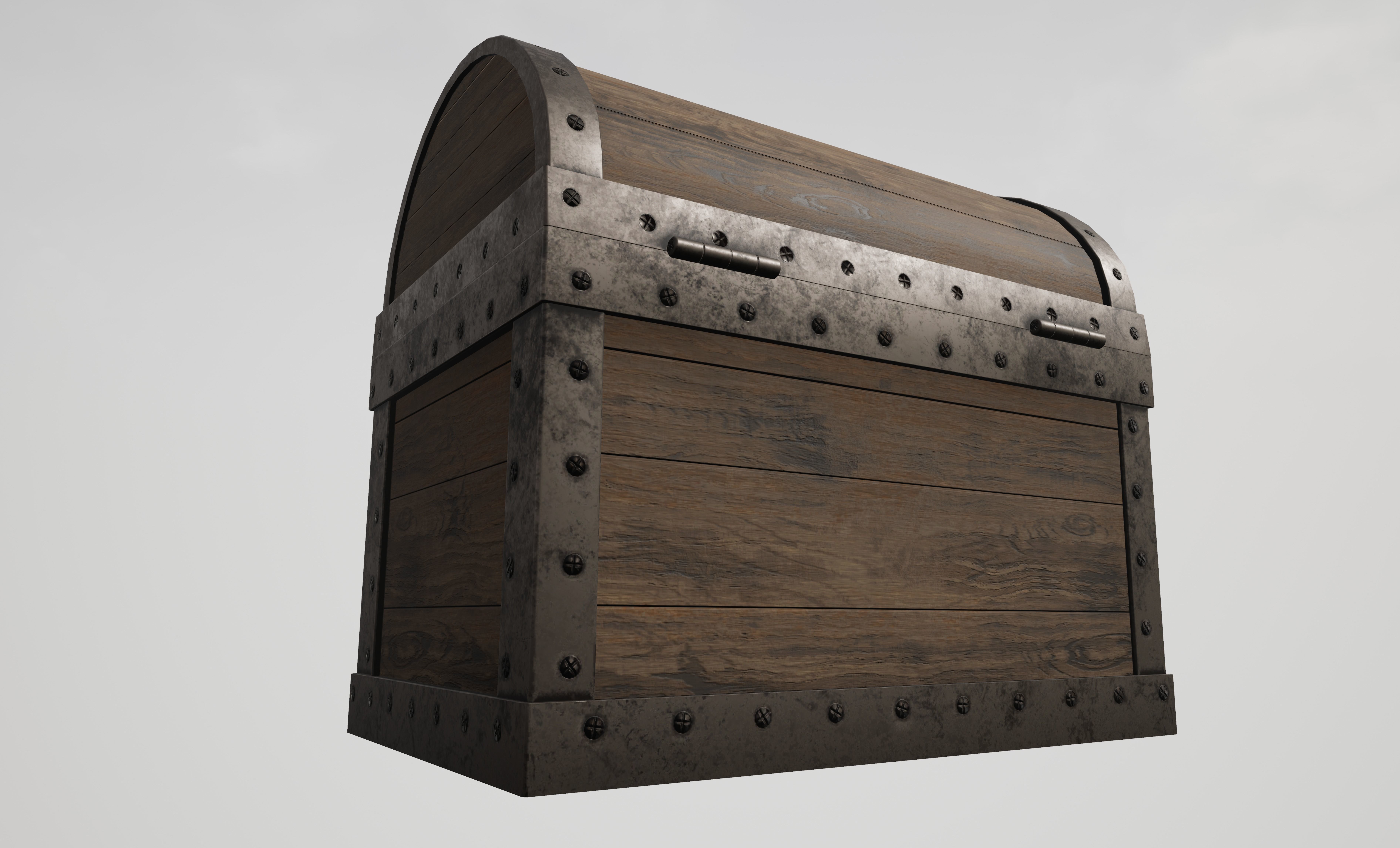 Wooden Chest with Metallic Edges Low-poly 3D model_6