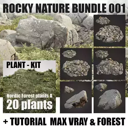 rocky nature bundle 001 Low-poly 3D model