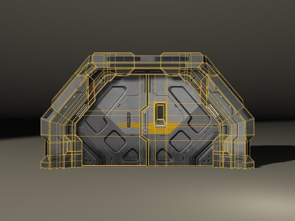 SciFi 3D door Low-poly 3D model_2