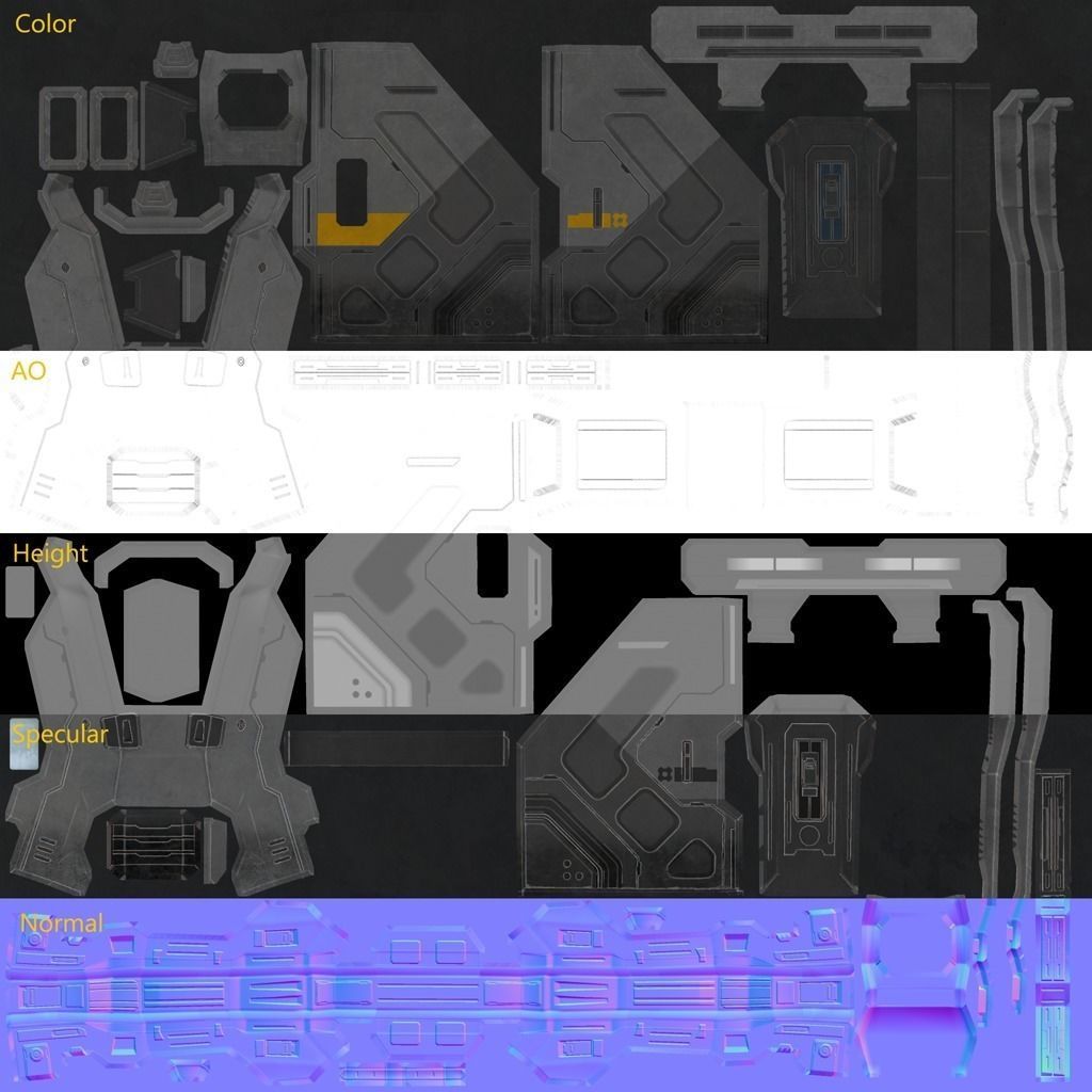 SciFi 3D door Low-poly 3D model_4