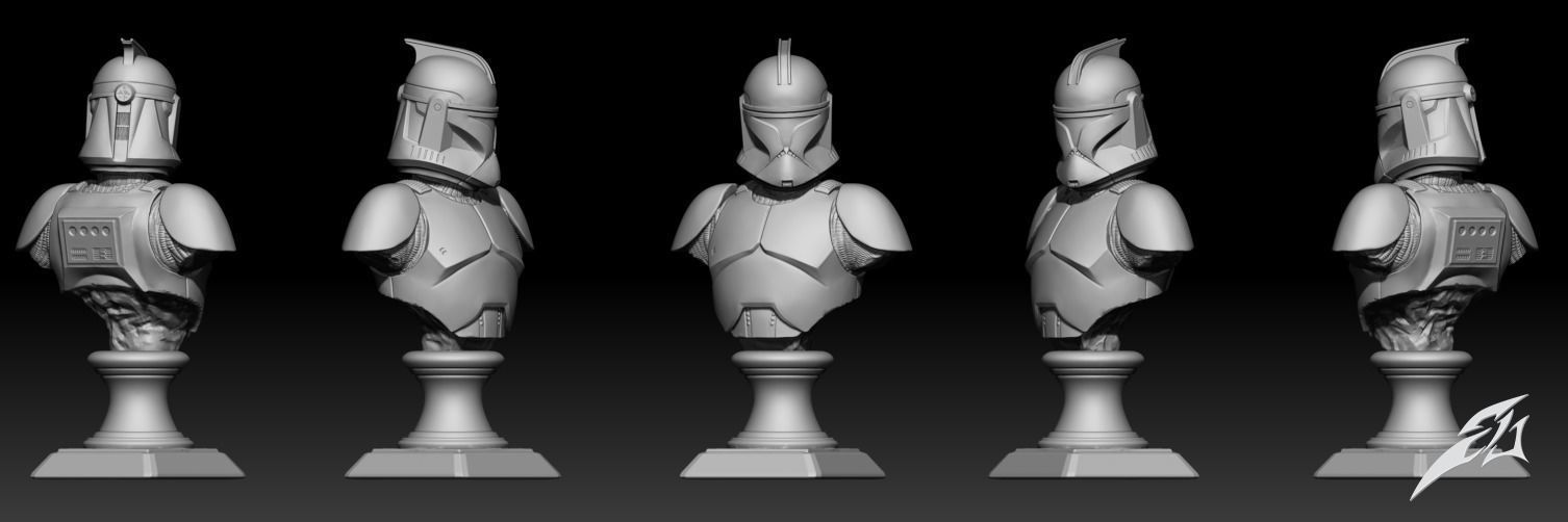 Clone Galaxy Trooper P1 Bust Fan Art 3D print model_4