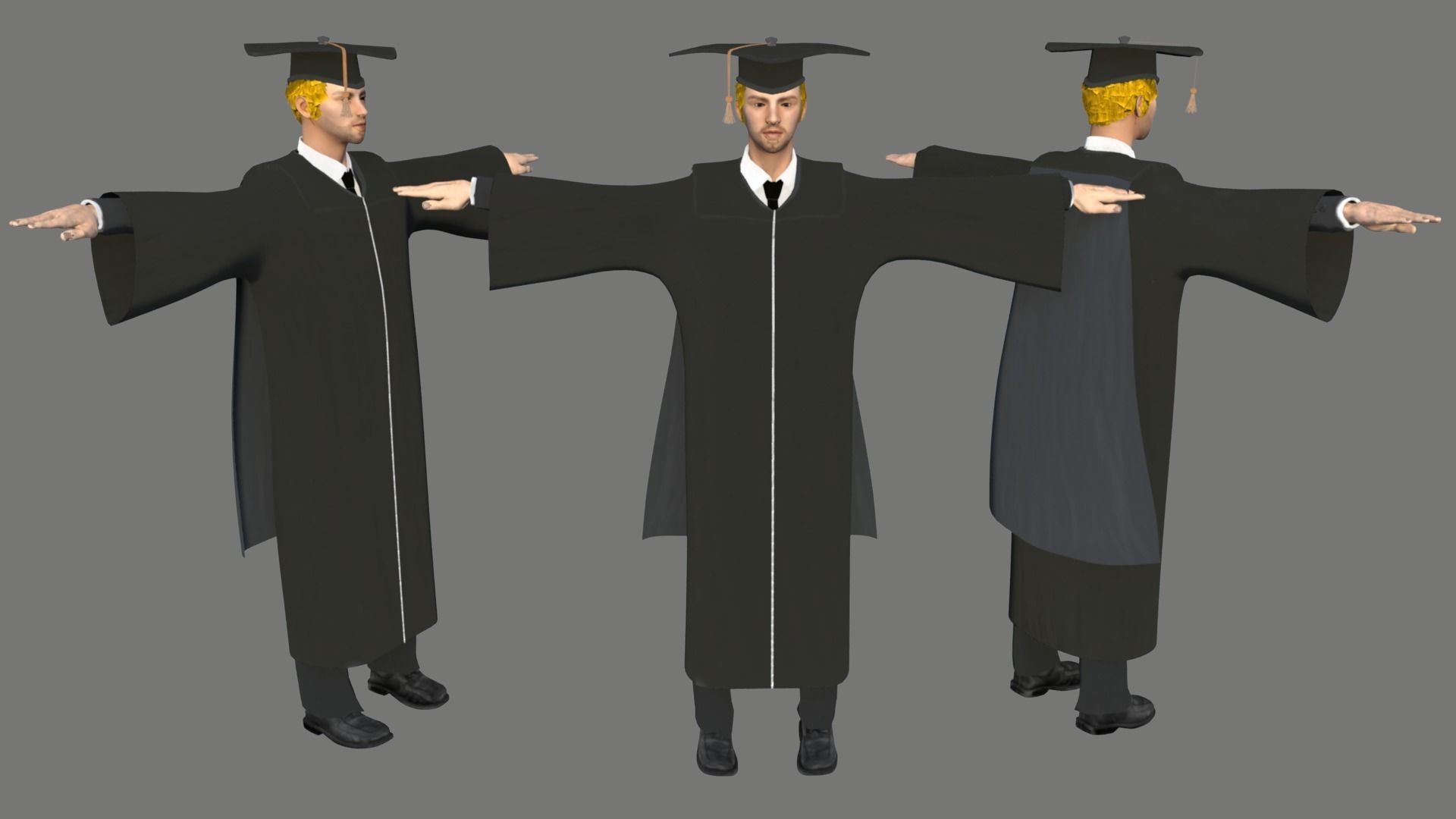 3D model Academic Gown Male Graduate 3D model W VR / AR / low-poly ...