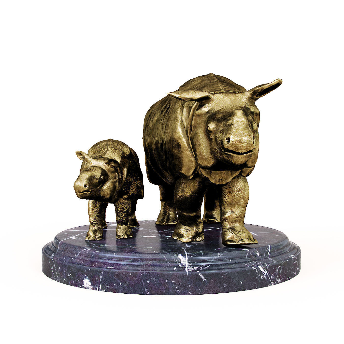 Rhino bronze 3D model_2