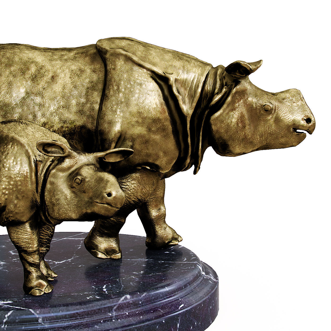 Rhino bronze 3D model_1