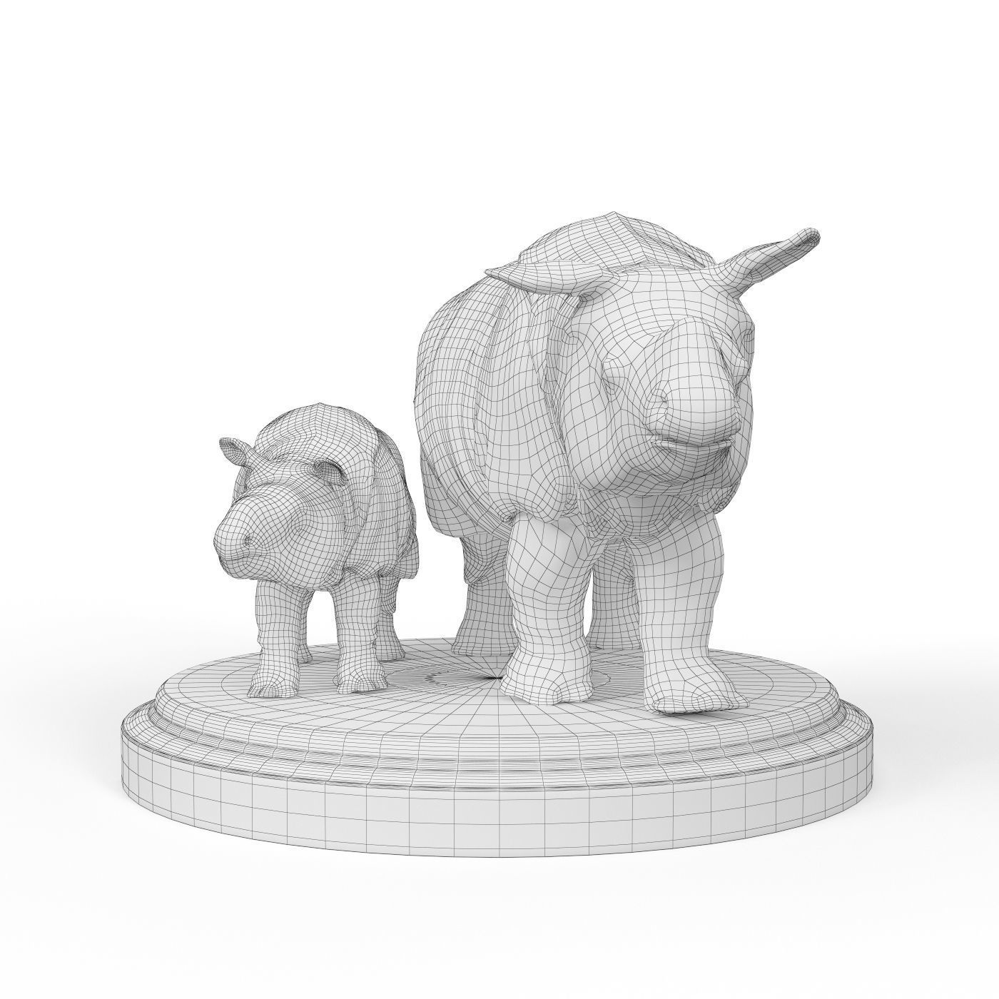 Rhino bronze 3D model_4