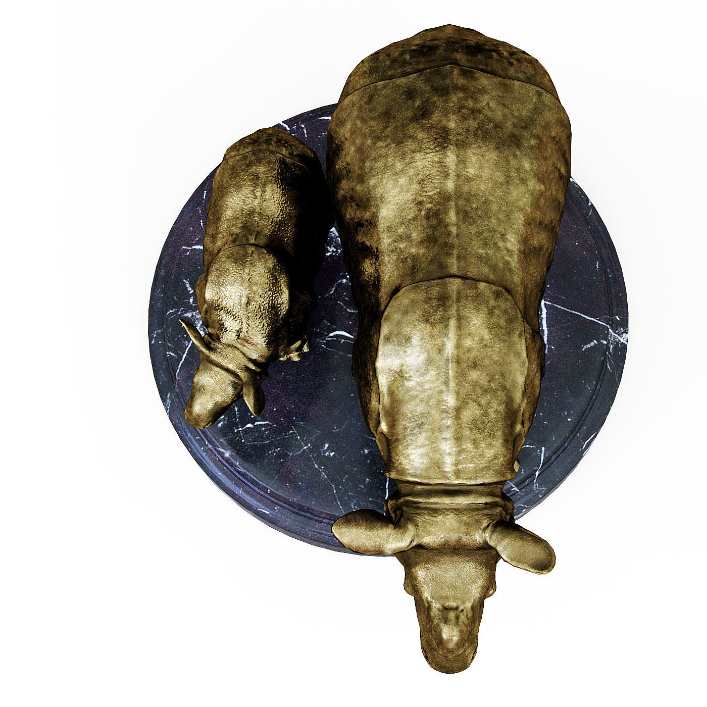 Rhino bronze 3D model_3