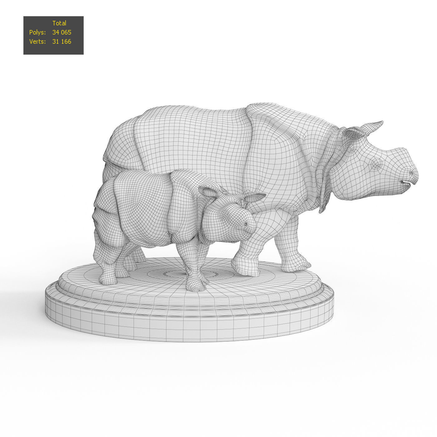 Rhino bronze 3D model_5