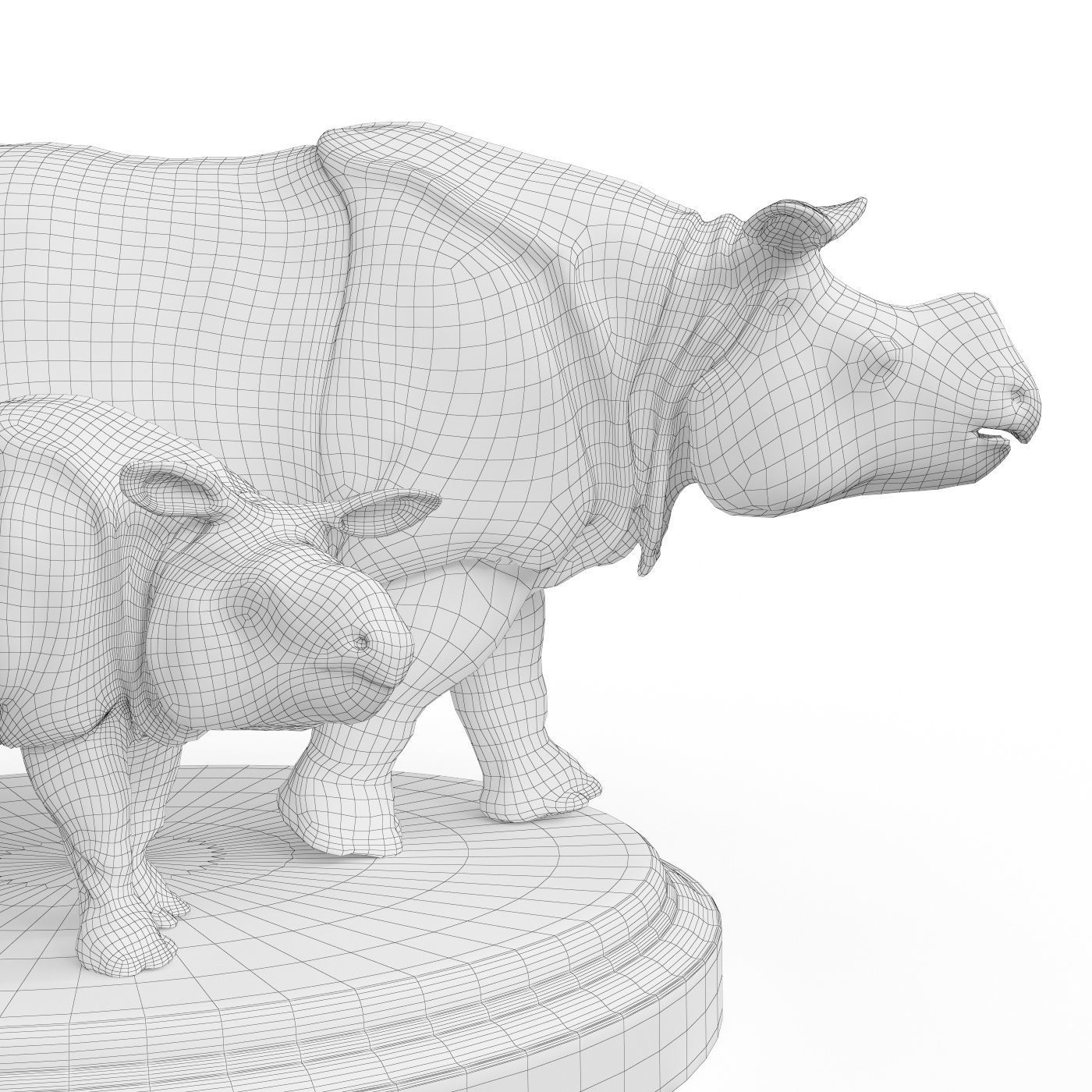 Rhino bronze 3D model_7