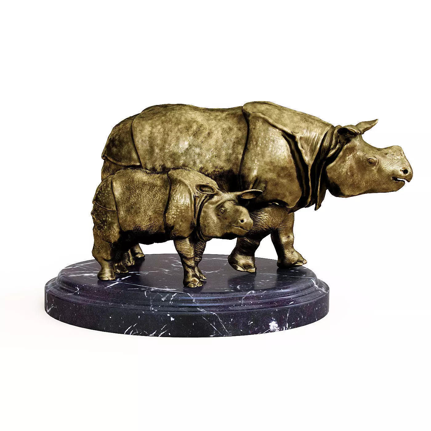 Rhino bronze 3D model_0