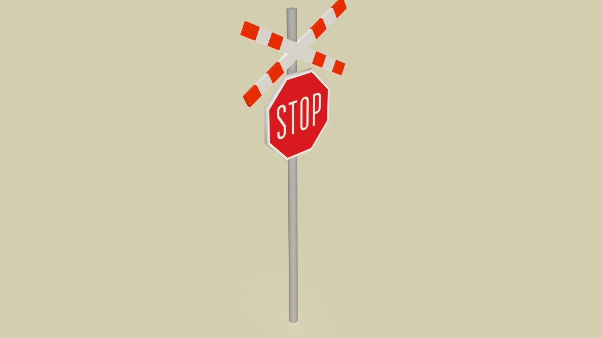 Stop sign model 3D low poly Low-poly 3D model_2