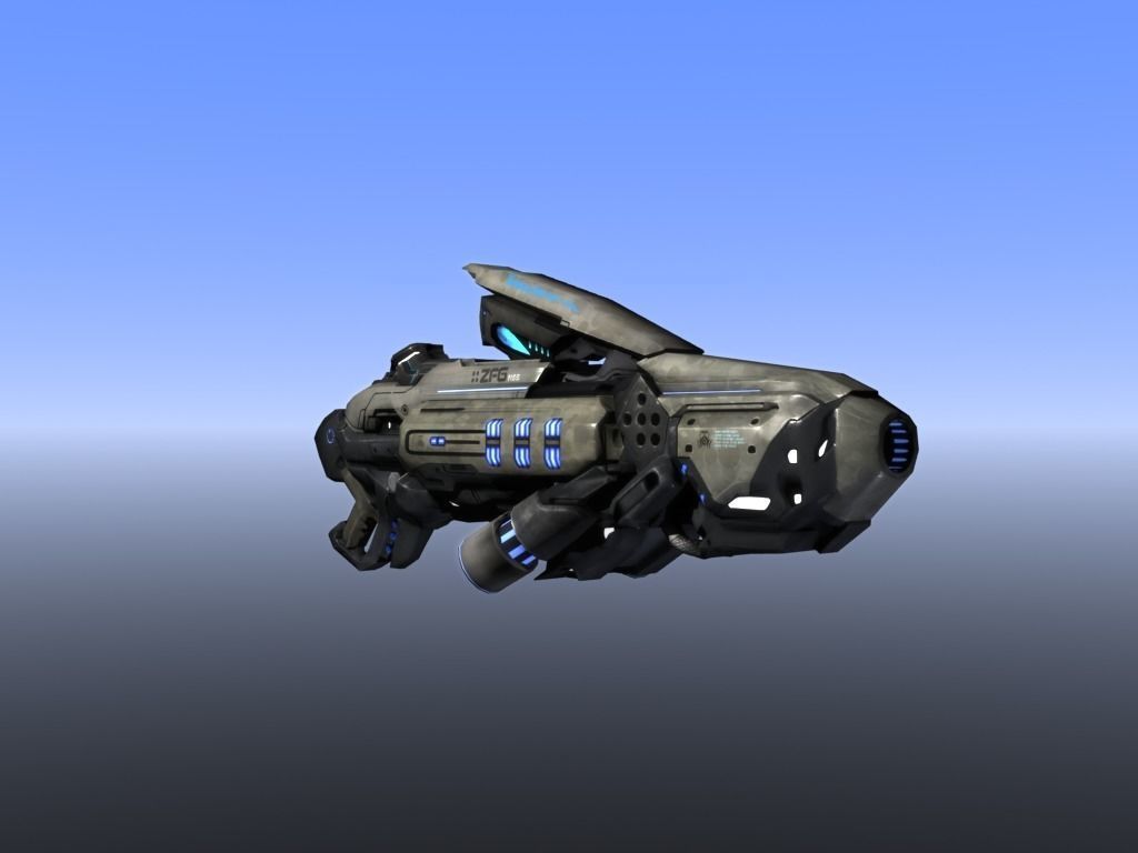 Scifi Plasma Gun Low-poly 3D model_3