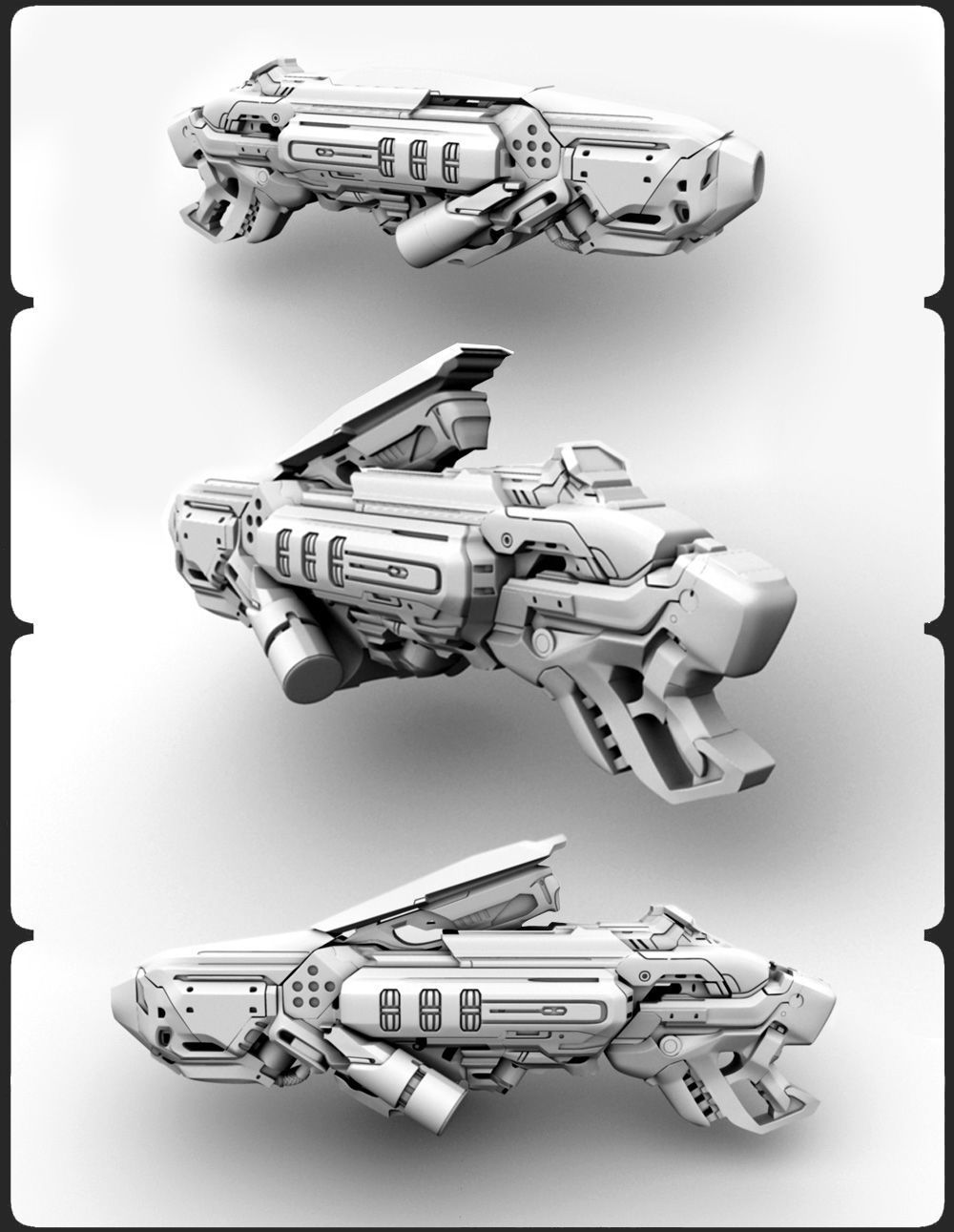 Scifi Plasma Gun Low-poly 3D model_4