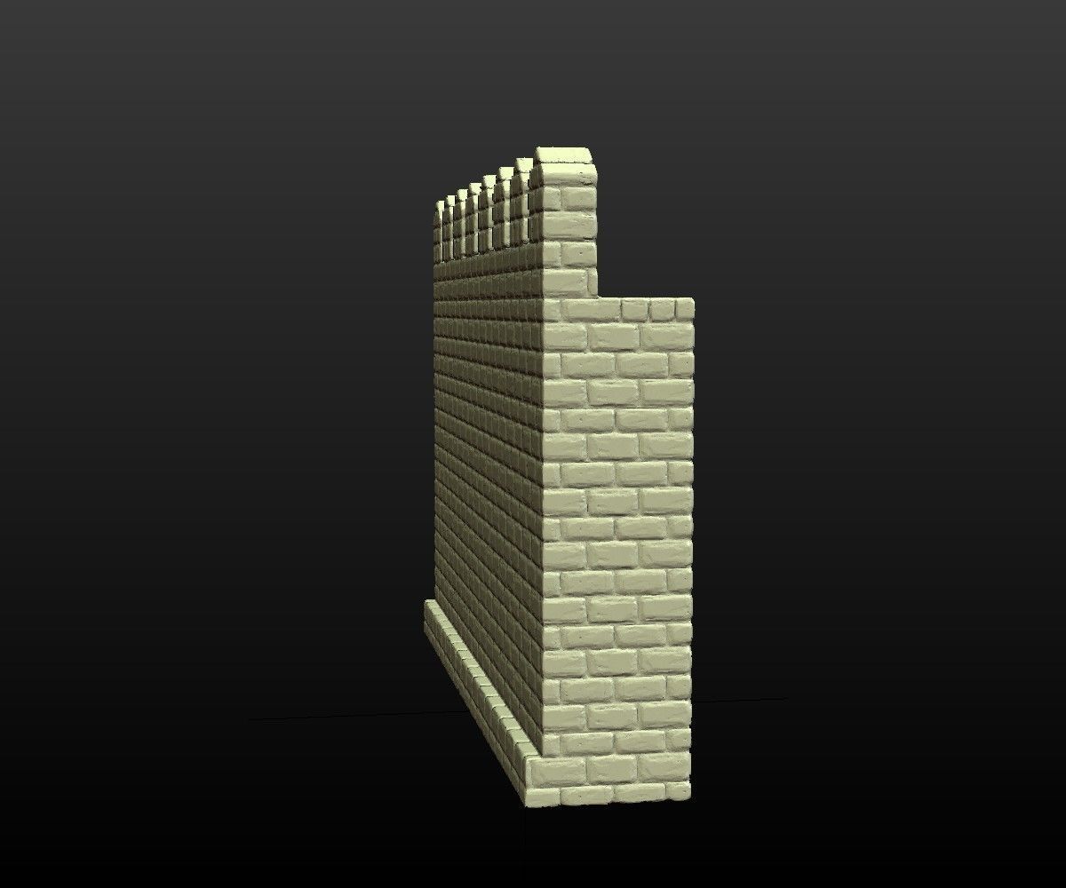 Castle wall 3D print model_3