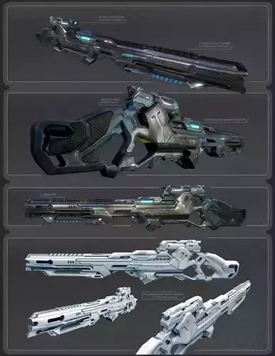 Scifi Rifle Low-poly 3D model