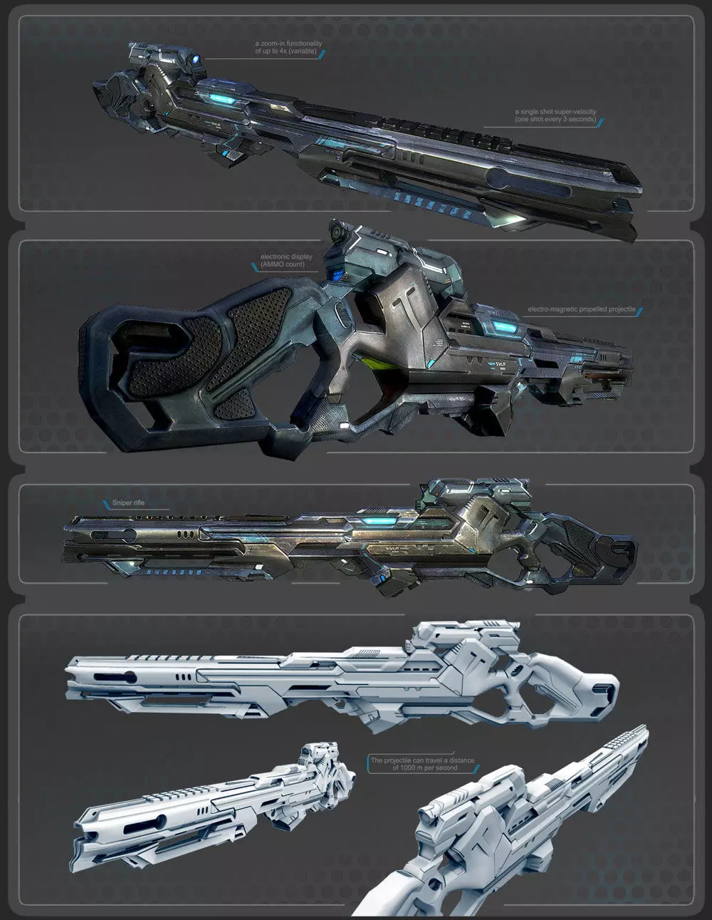 Scifi Rifle Low-poly 3D model_0