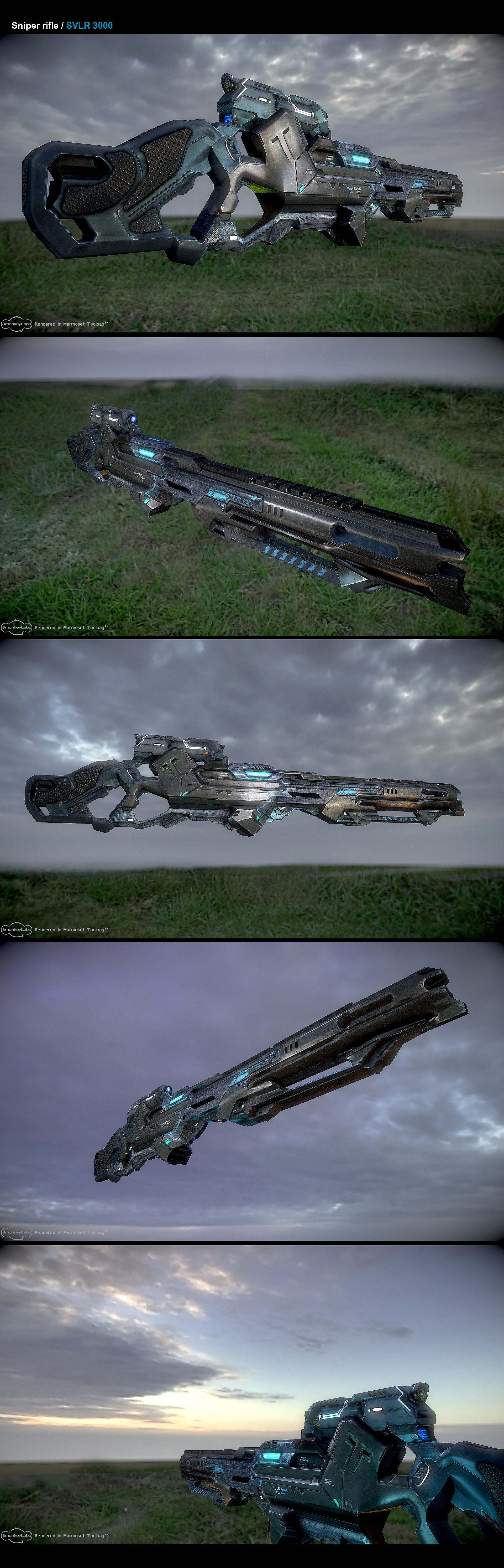 Scifi Rifle Low-poly 3D model_3