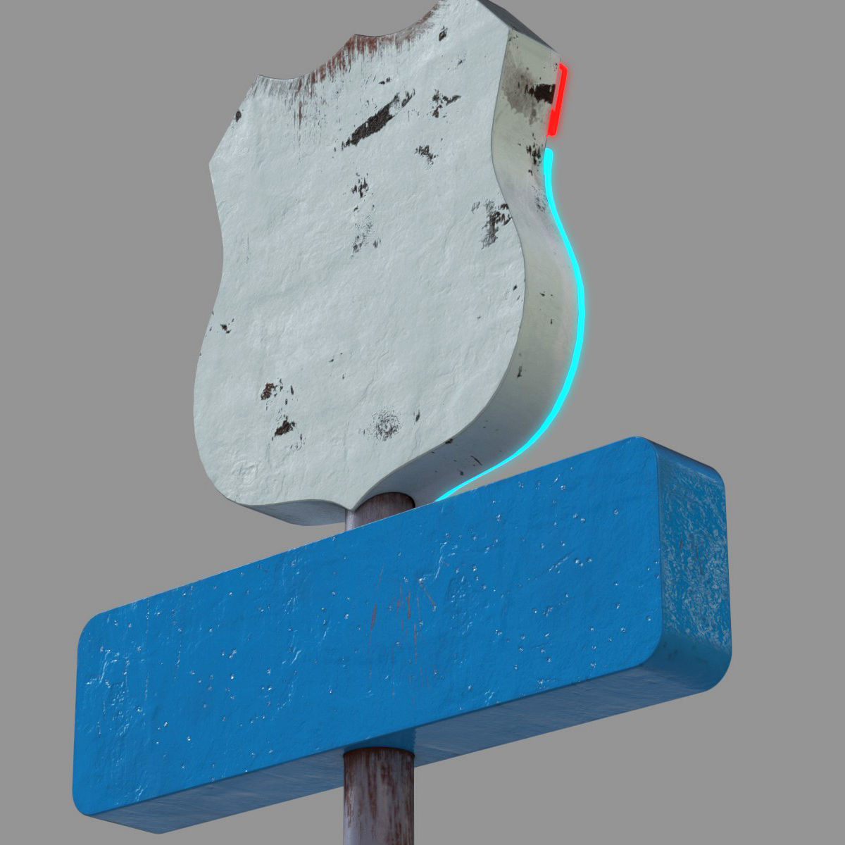 Street Sign Route 66 Low-poly 3D model_3