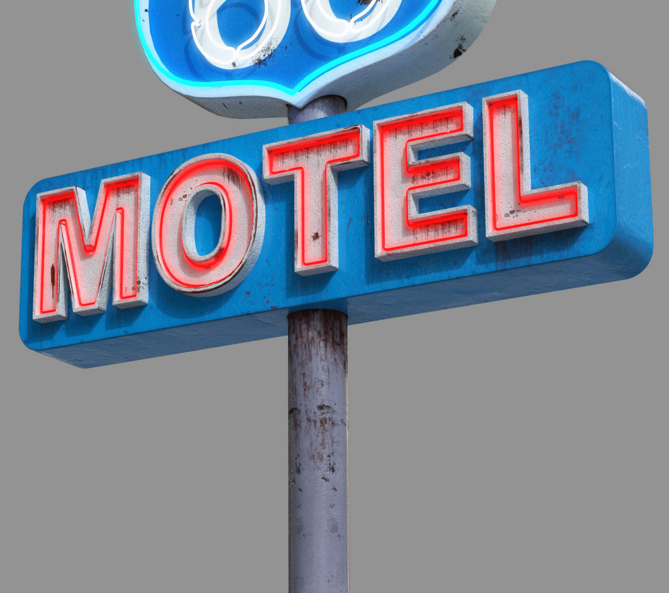 Street Sign Route 66 Low-poly 3D model_2