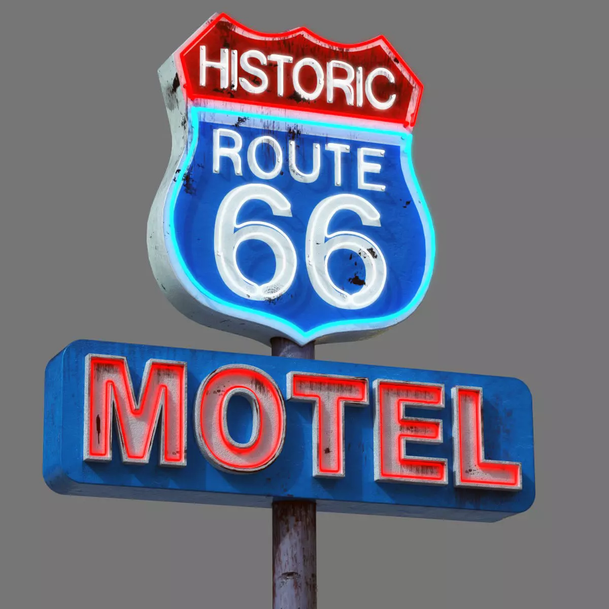 Street Sign Route 66 Low-poly 3D model_0