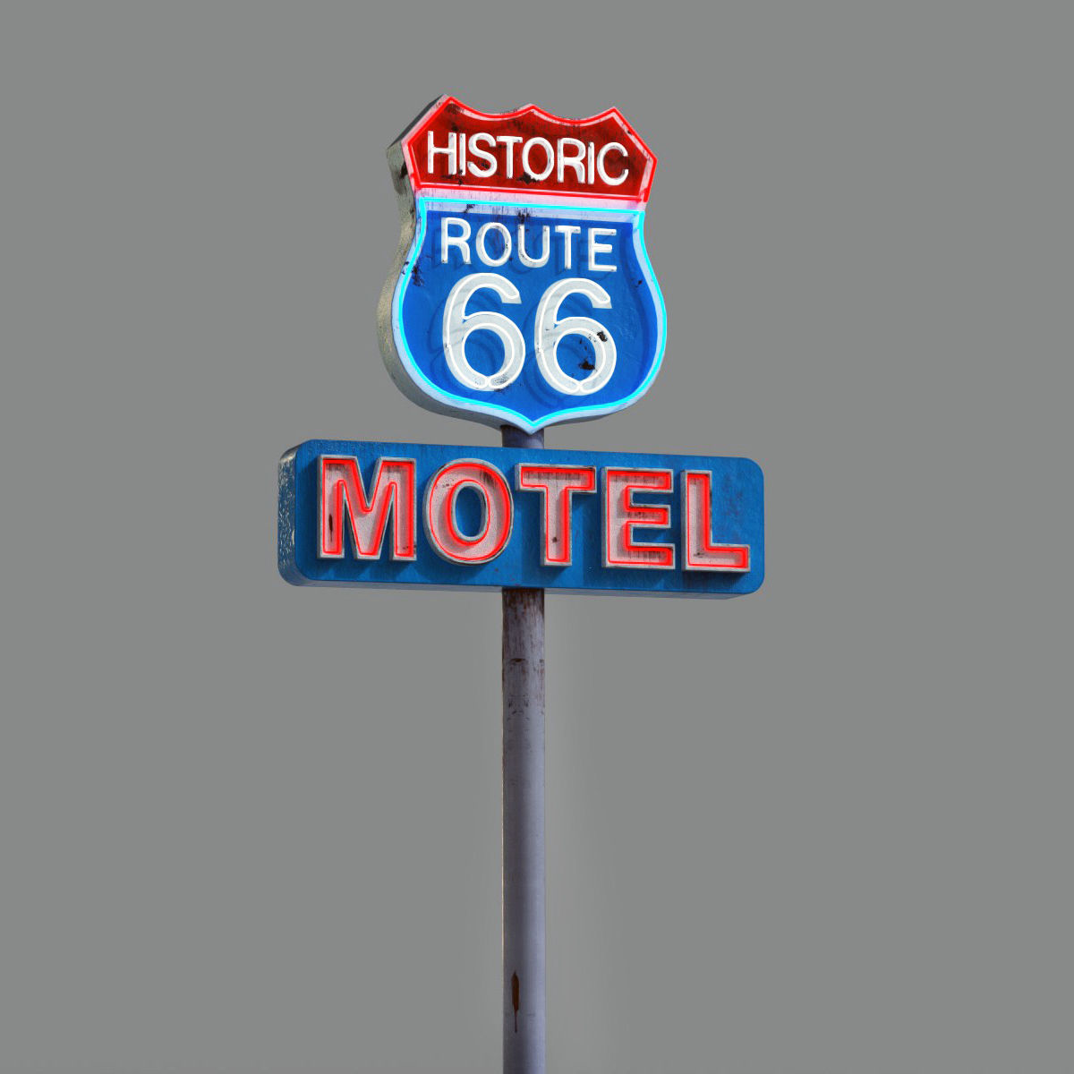 Street Sign Route 66 Low-poly 3D model_1