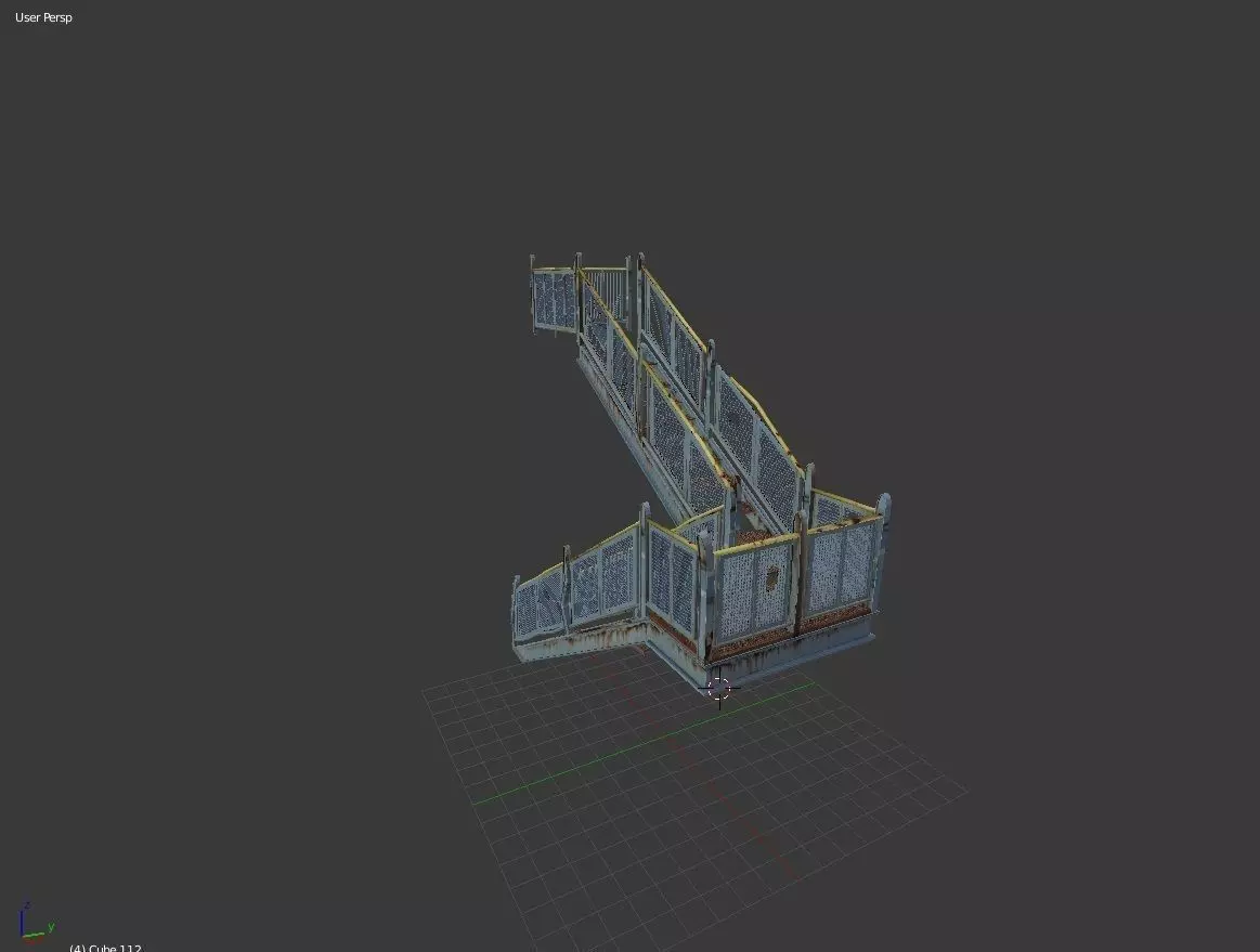 Rusty Metal Staircase 3D model_0