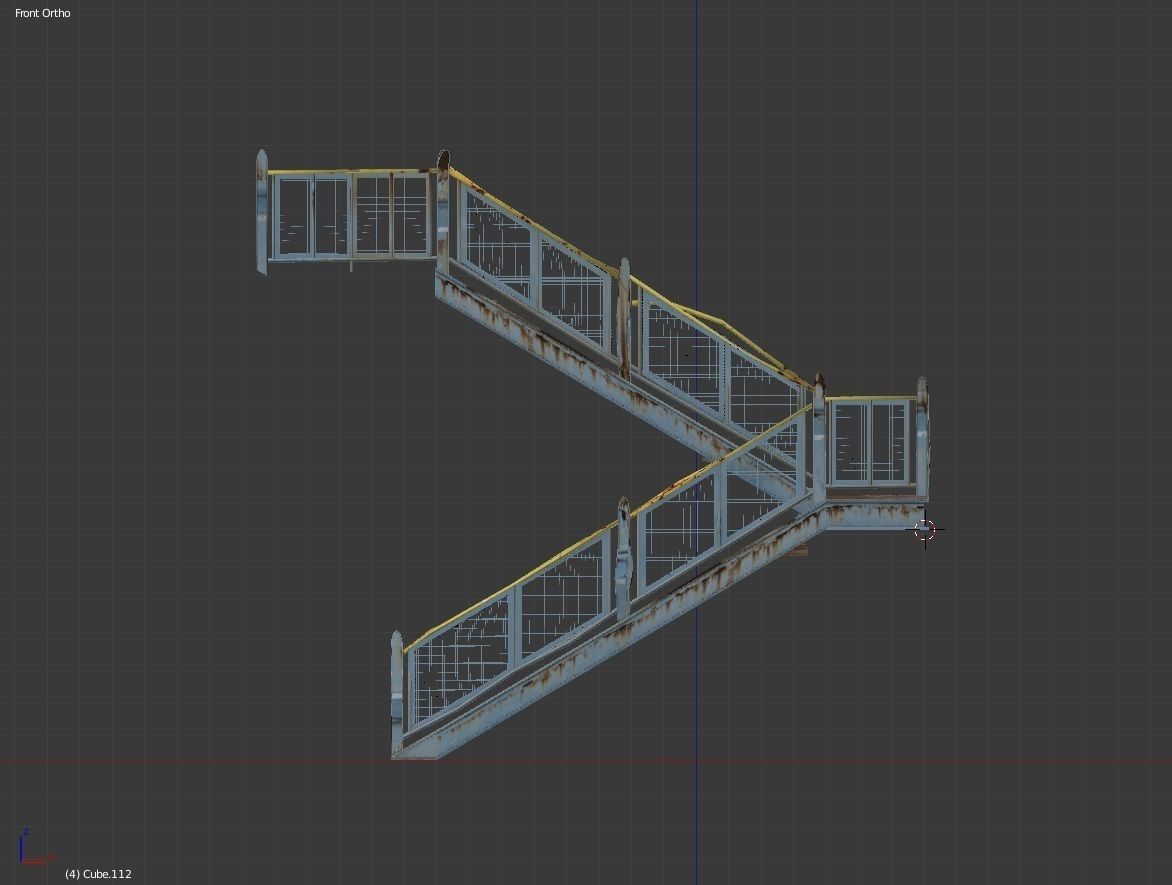 Rusty Metal Staircase 3D model_2