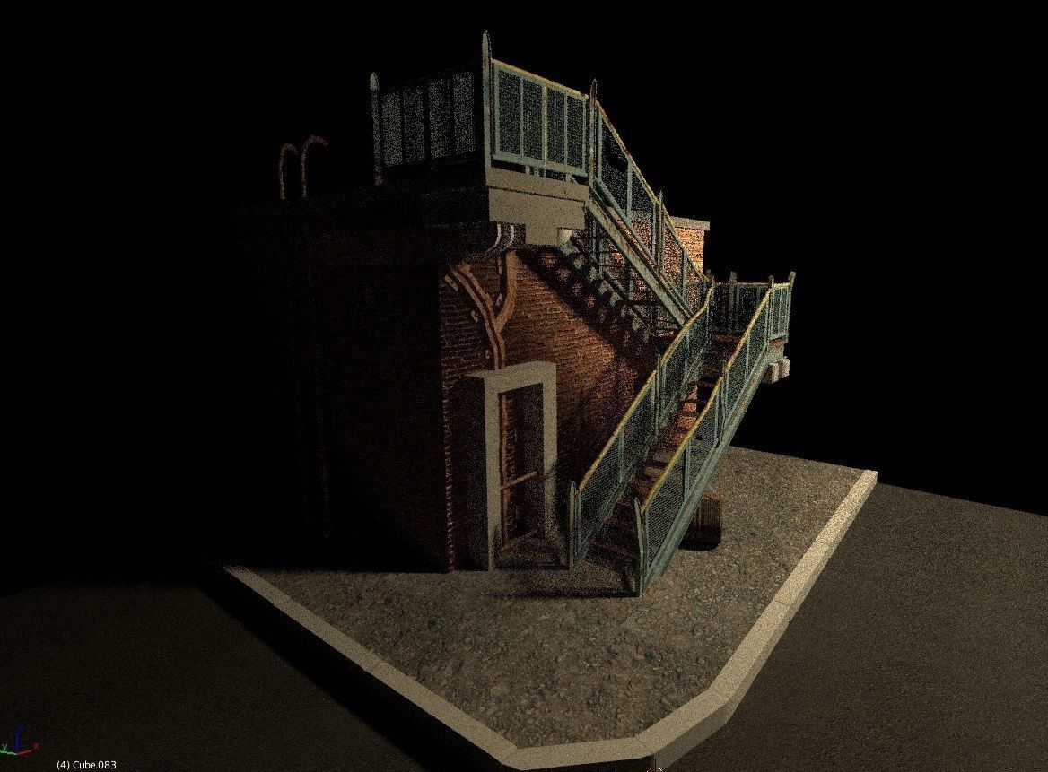 Rusty Metal Staircase 3D model_4