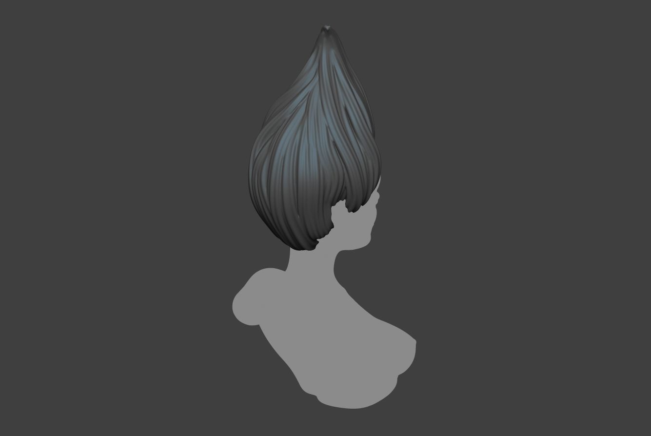 Female Hair 3D print model_4