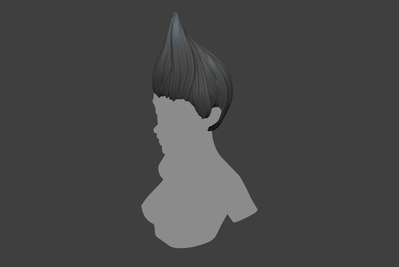 Female Hair 3D print model_3
