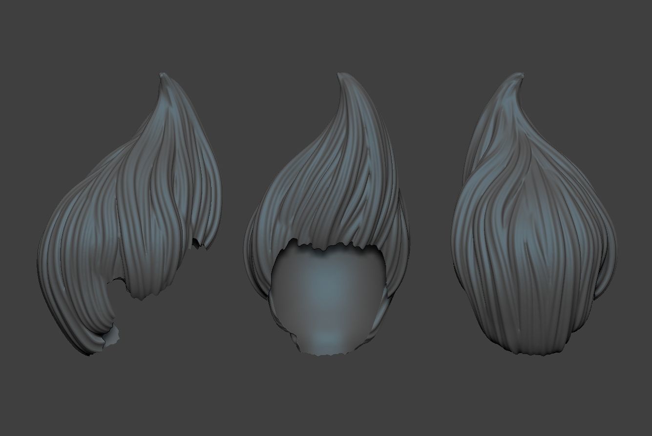 Female Hair 3D print model_5