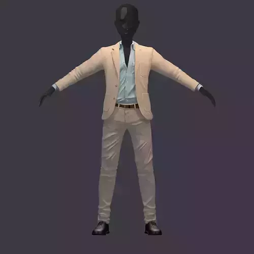subdivision 3d model avatar cost shirt pants beige 3D model