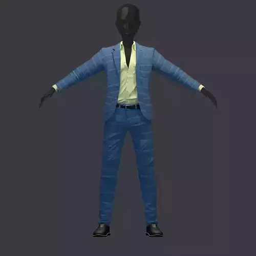 subdivision 3d model avatar cost shirt pants blue lime Low-poly 3D model