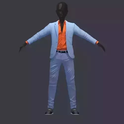 subdivision 3d model avatar cost shirt pants blue orange Low-poly 3D model
