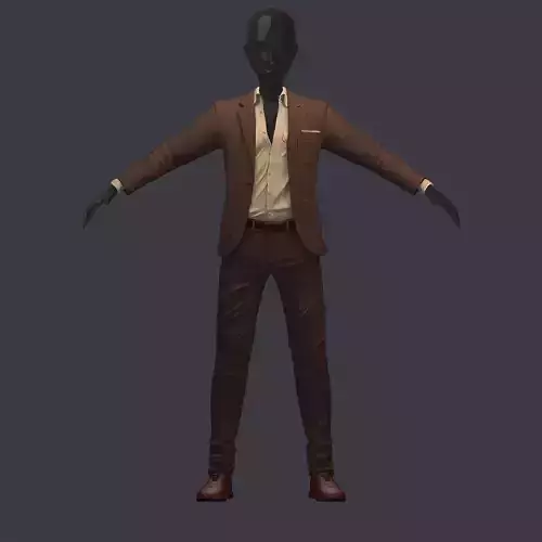 subdivision 3d model avatar cost shirt pants brown Low-poly 3D model