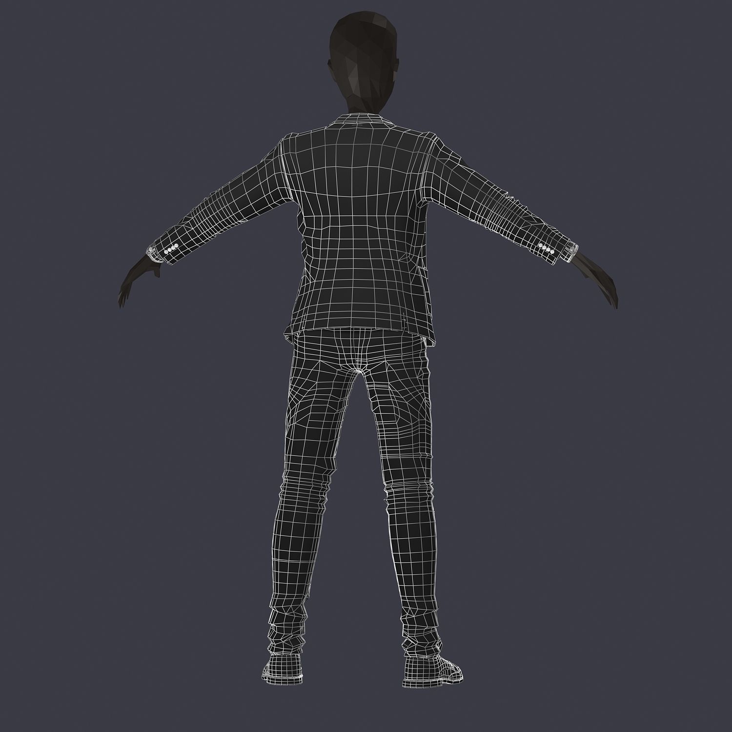 subdivision 3d model avatar cost shirt pants brown black Low-poly 3D model_12