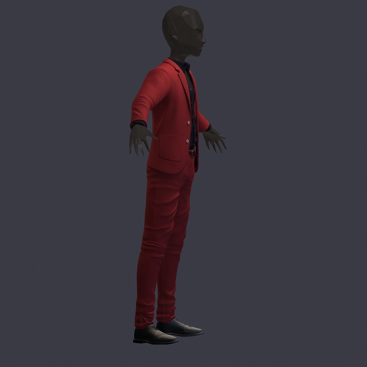 subdivision 3d model avatar cost shirt pants brown black Low-poly 3D model_2