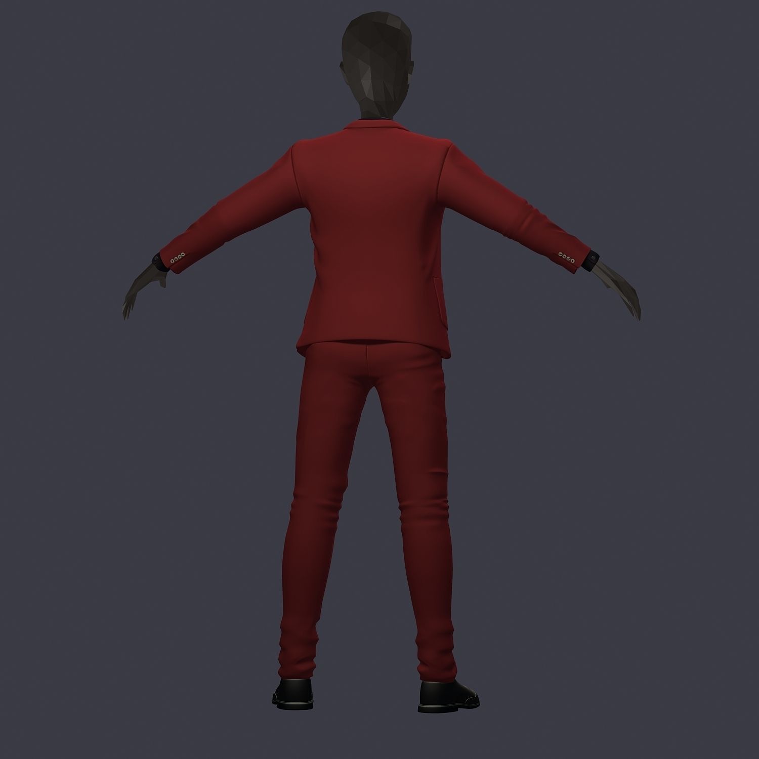 subdivision 3d model avatar cost shirt pants brown black Low-poly 3D model_4