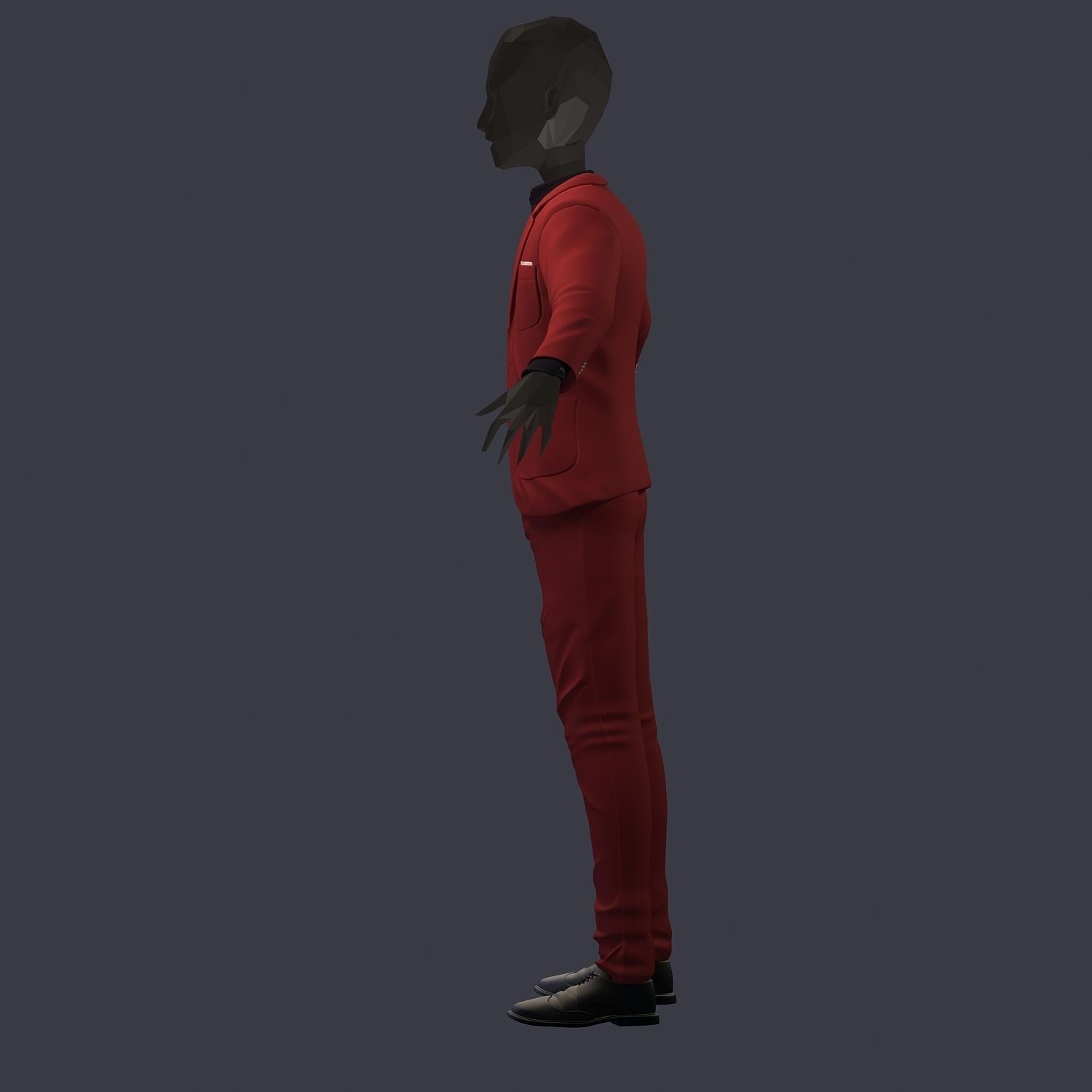 subdivision 3d model avatar cost shirt pants brown black Low-poly 3D model_6