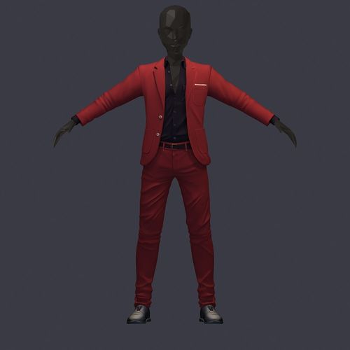 subdivision 3d model avatar cost shirt pants brown black Low-poly 3D model