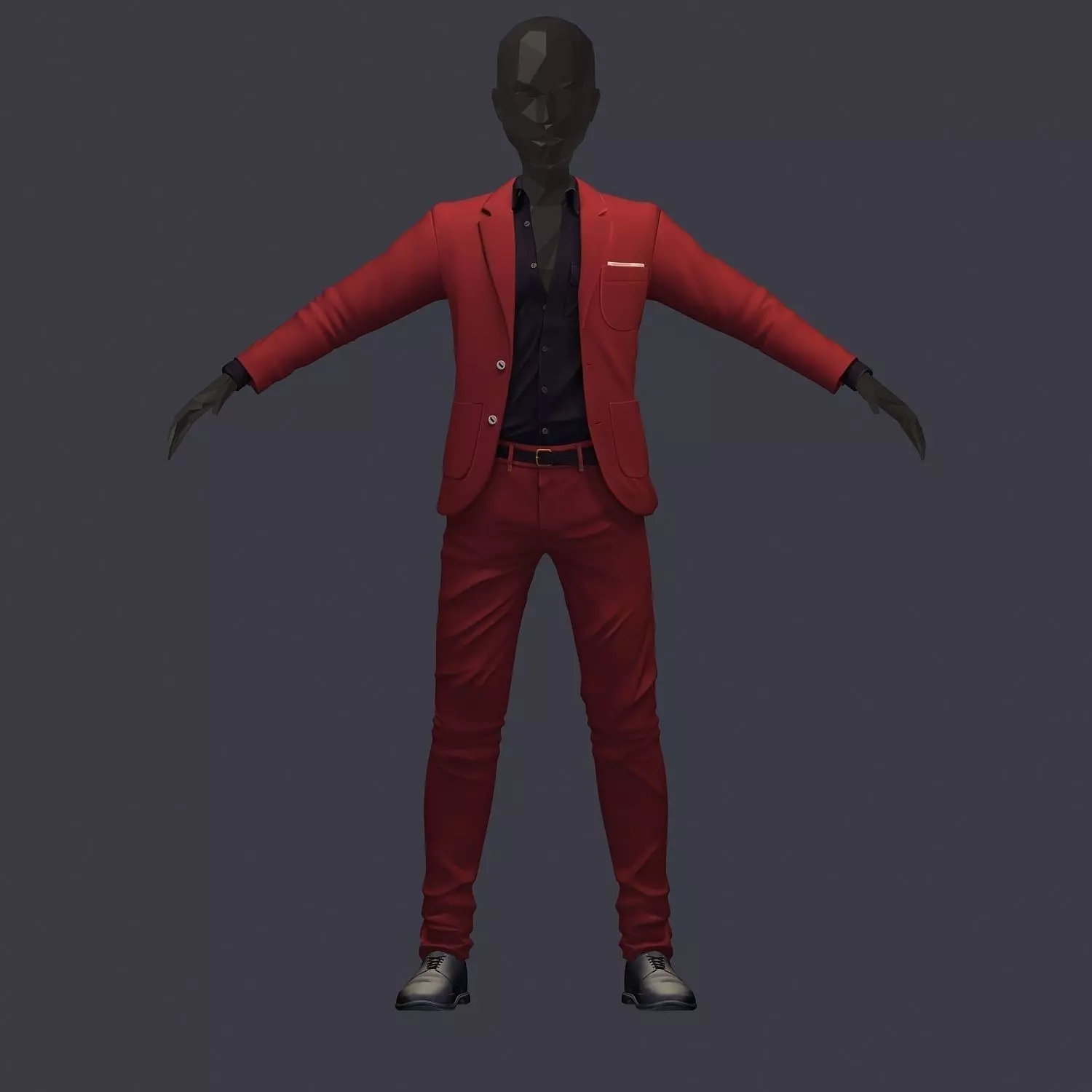 subdivision 3d model avatar cost shirt pants brown black Low-poly 3D model_0