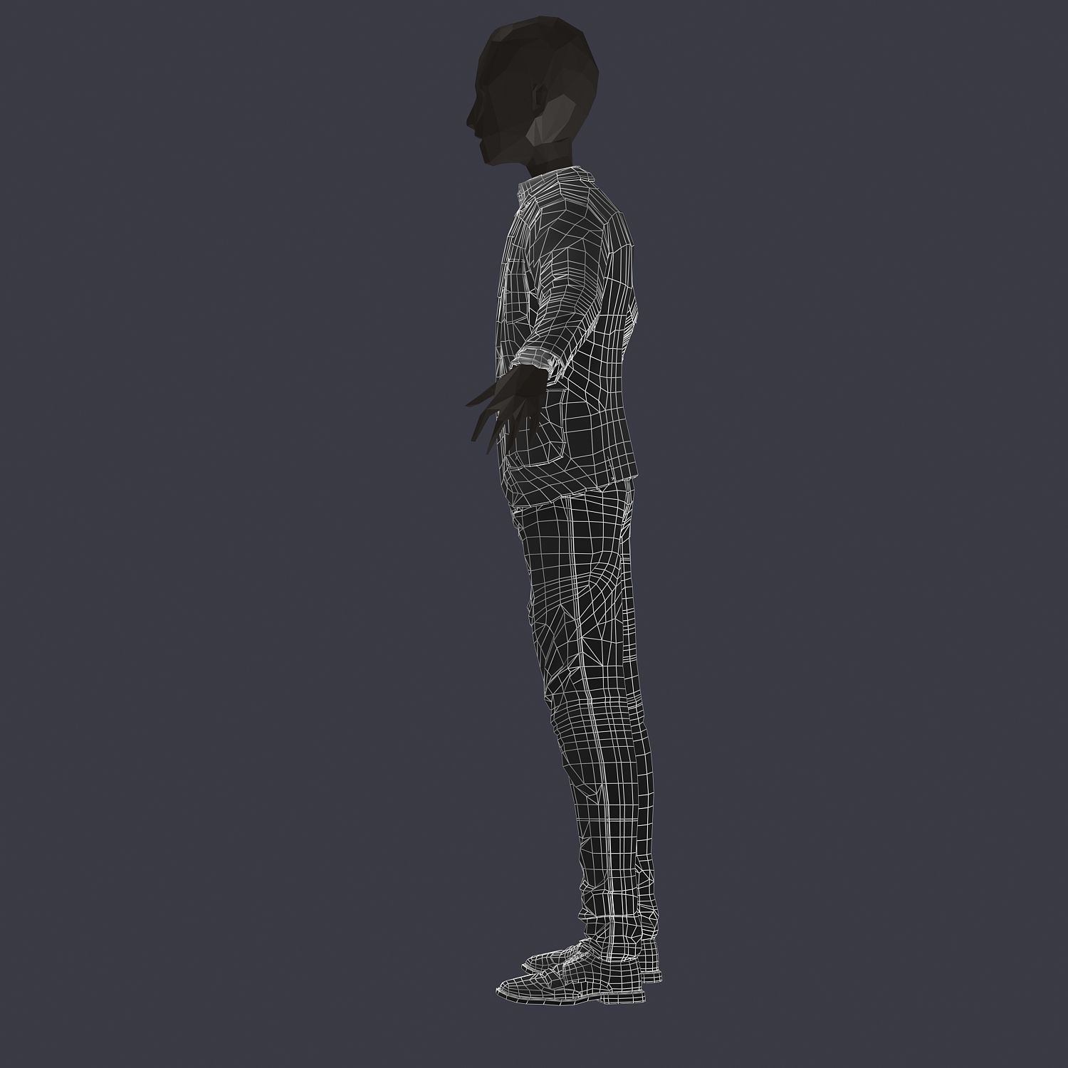 subdivision 3d model avatar cost shirt pants brown black Low-poly 3D model_14