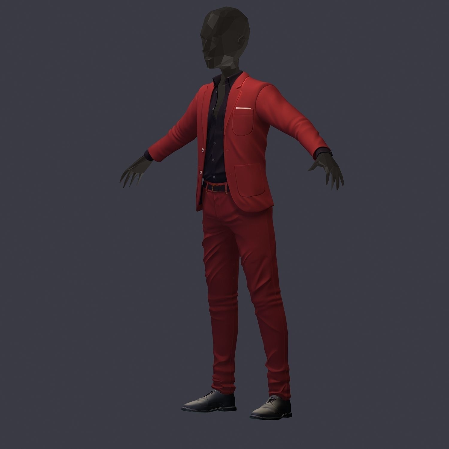 subdivision 3d model avatar cost shirt pants brown black Low-poly 3D model_7