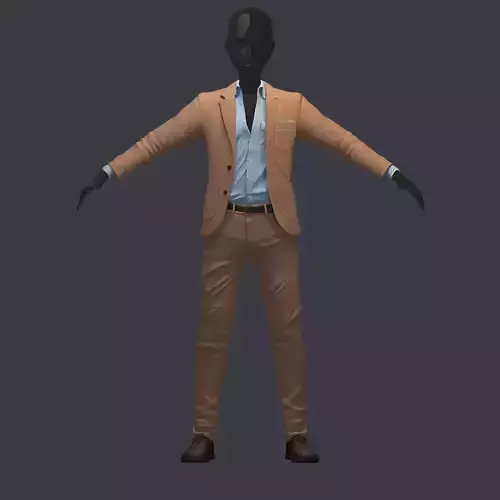 subdivision 3d model avatar cost shirt pants brown blue