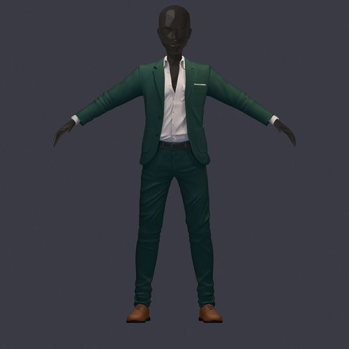 subdivision 3d model avatar cost shirt pants green Low-poly 3D model