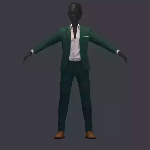 subdivision 3d model avatar cost shirt pants green Low-poly 3D model