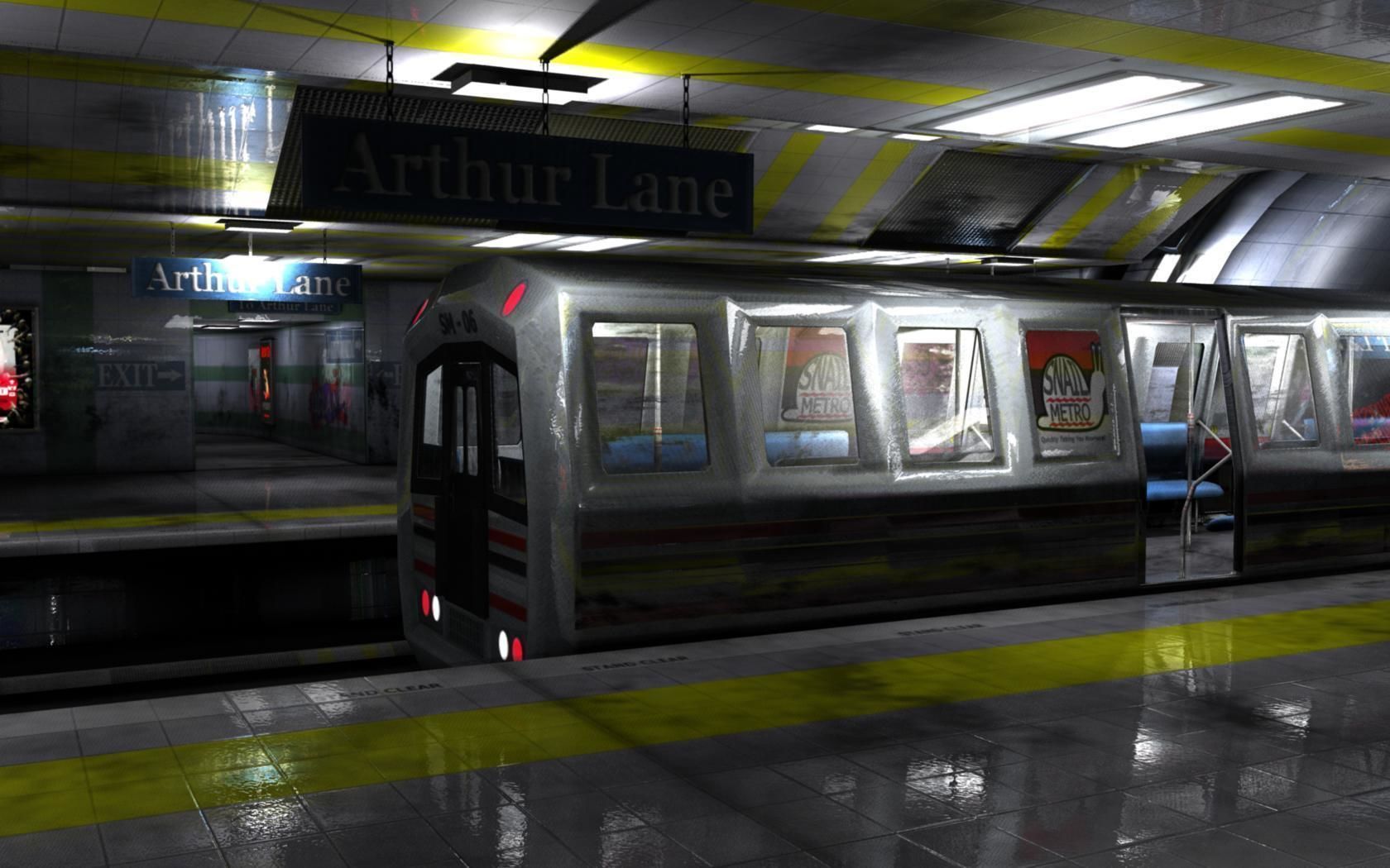 Snail Metro - Low Poly Metro Underground Station Low-poly 3D model_16